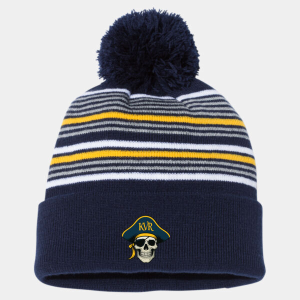 Kernersville Raiders 12" Striped Pom-Pom Cuffed Beanie Thumbnail